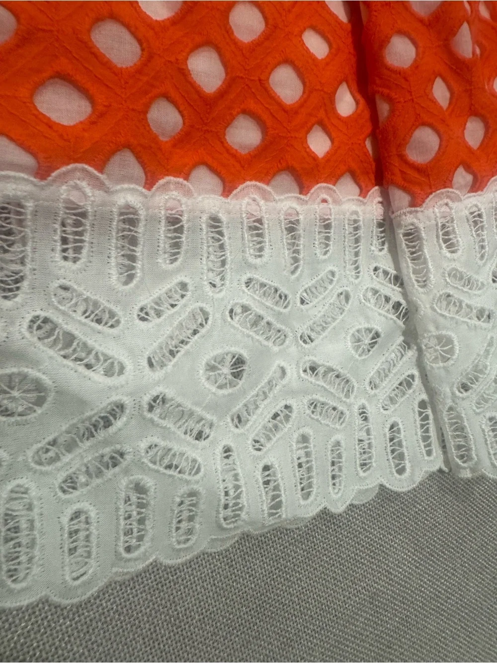 Tory Burch Orange & White Tiered Embroidered Circle Skirt Size 4